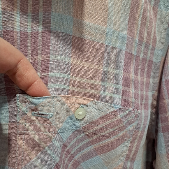 LRL Pastel Plaid Linen Button-Up Classic Coastal Cottage Preppy Shirt Womens M - Picture 9 of 14